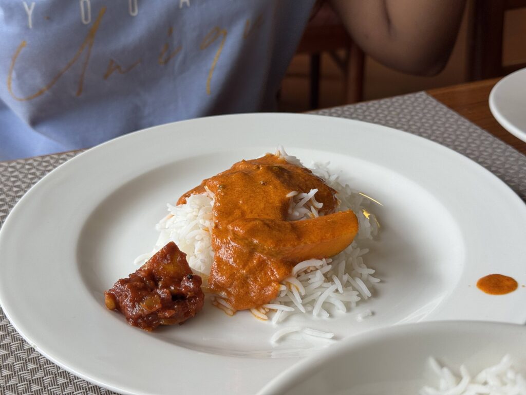 Kerala food coconut curry and rice
