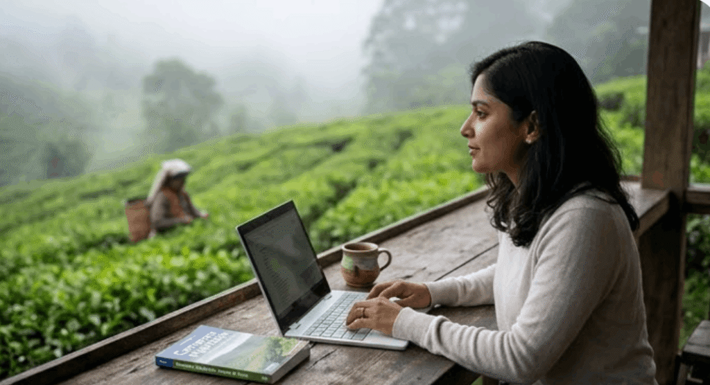 girl working from sri lanka remotely